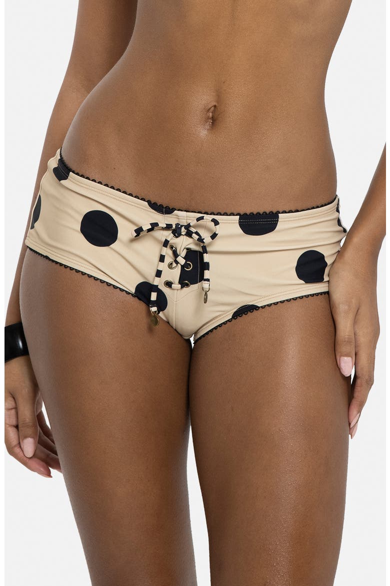 Polka Dot Hot Pant Bikini Bottoms, Main, color, BLACK