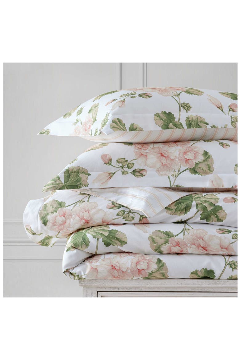 Geranium Bloom Cotton Sateen Comforter Set, Alternate, color, WHITE/ SOFT PINK/ GREEN