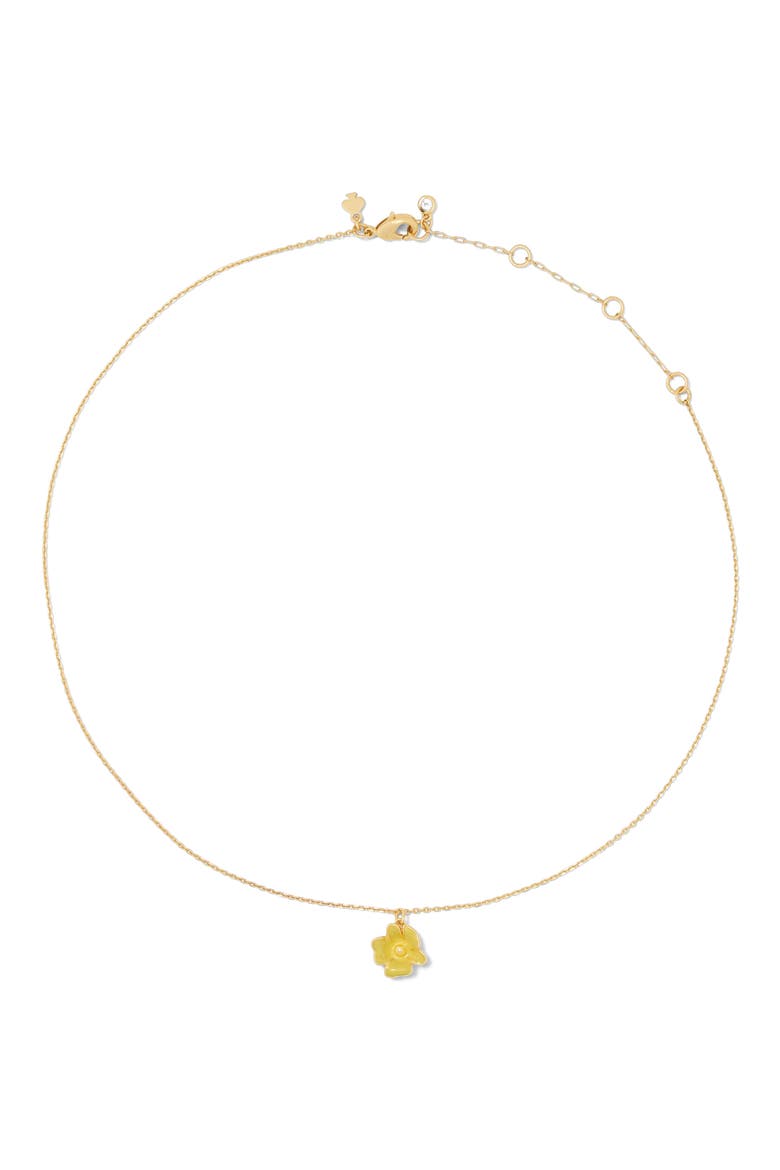golden bloom flower pendant necklace, Alternate, color, YELLOW