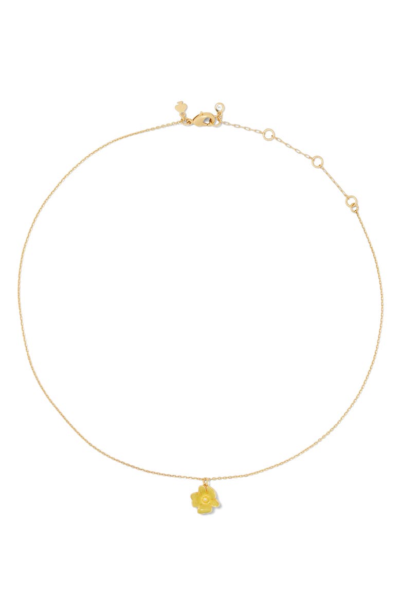 Kate Spade New York golden bloom flower pendant necklace, Alternate, color, 