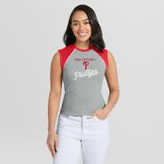 WEAR by Erin Andrews Women's WEAR by Erin Andrews Heather Gray Philadelphia Phillies Cropped Raglan Tank Top