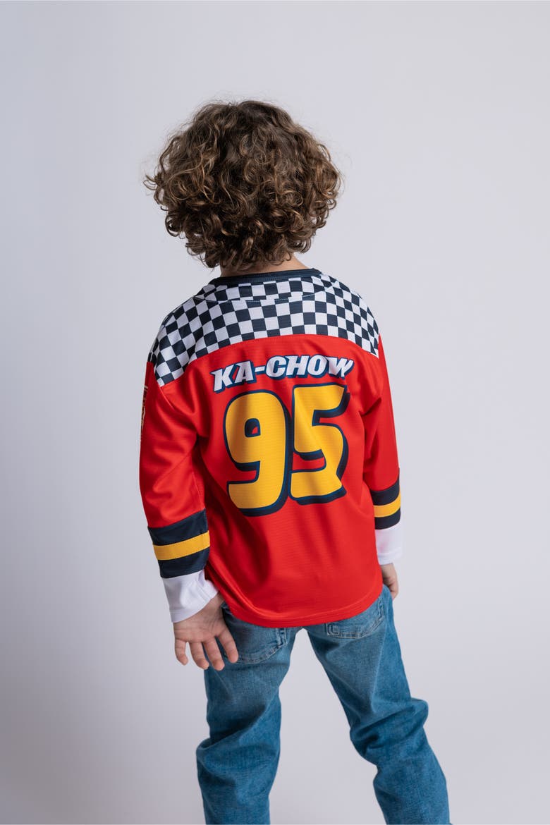 Cars Lightning McQueen Mesh Long Sleeve Hockey Jersey, Alternate, color, Lightning McQueen Red