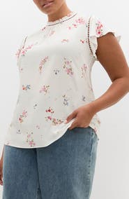 City Chic Fleur Print Woven Shirt