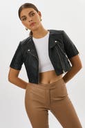 LAMARQUE Kirsi Gold | Cropped Biker Jacket