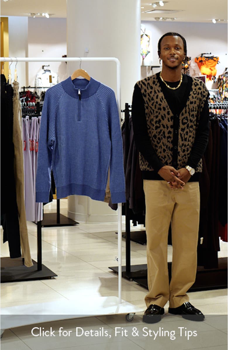 Merino Wool Quarter Zip Polo Sweater, sales video thumbnail