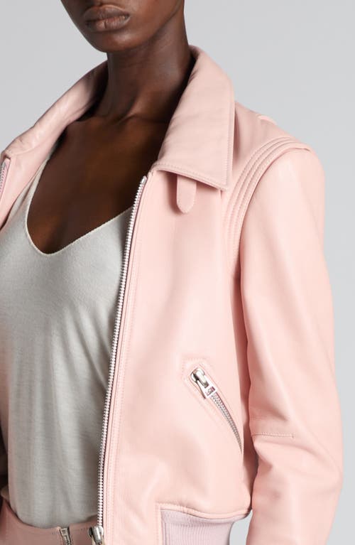 Tom Ford Lambskin Leather Moto Jacket In Powder Pink