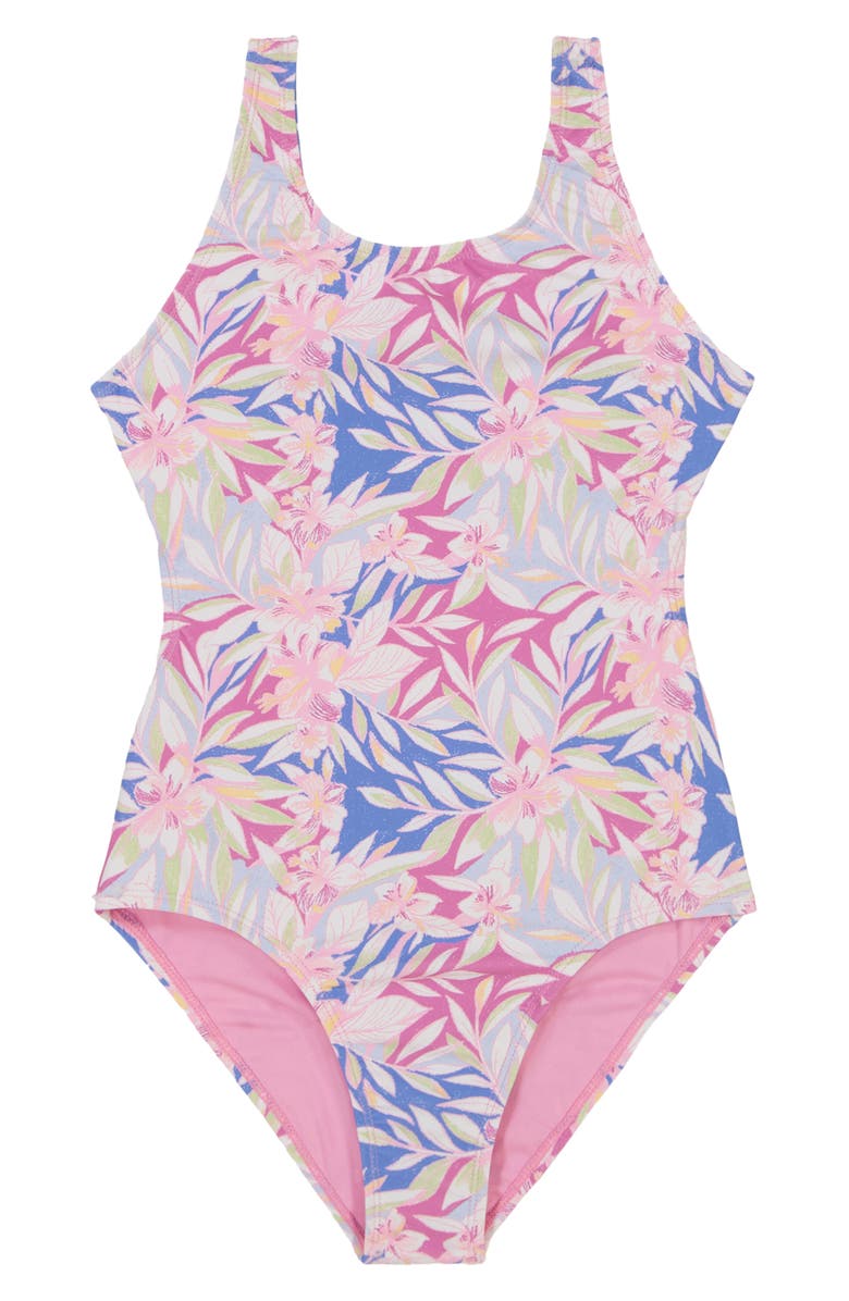 Roxy Kids' Coastal Cutout One-Piece Swimsuit, Main, color, 