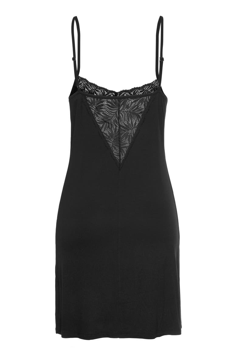 Lace Detail Nightgown, Alternate, color, Black
