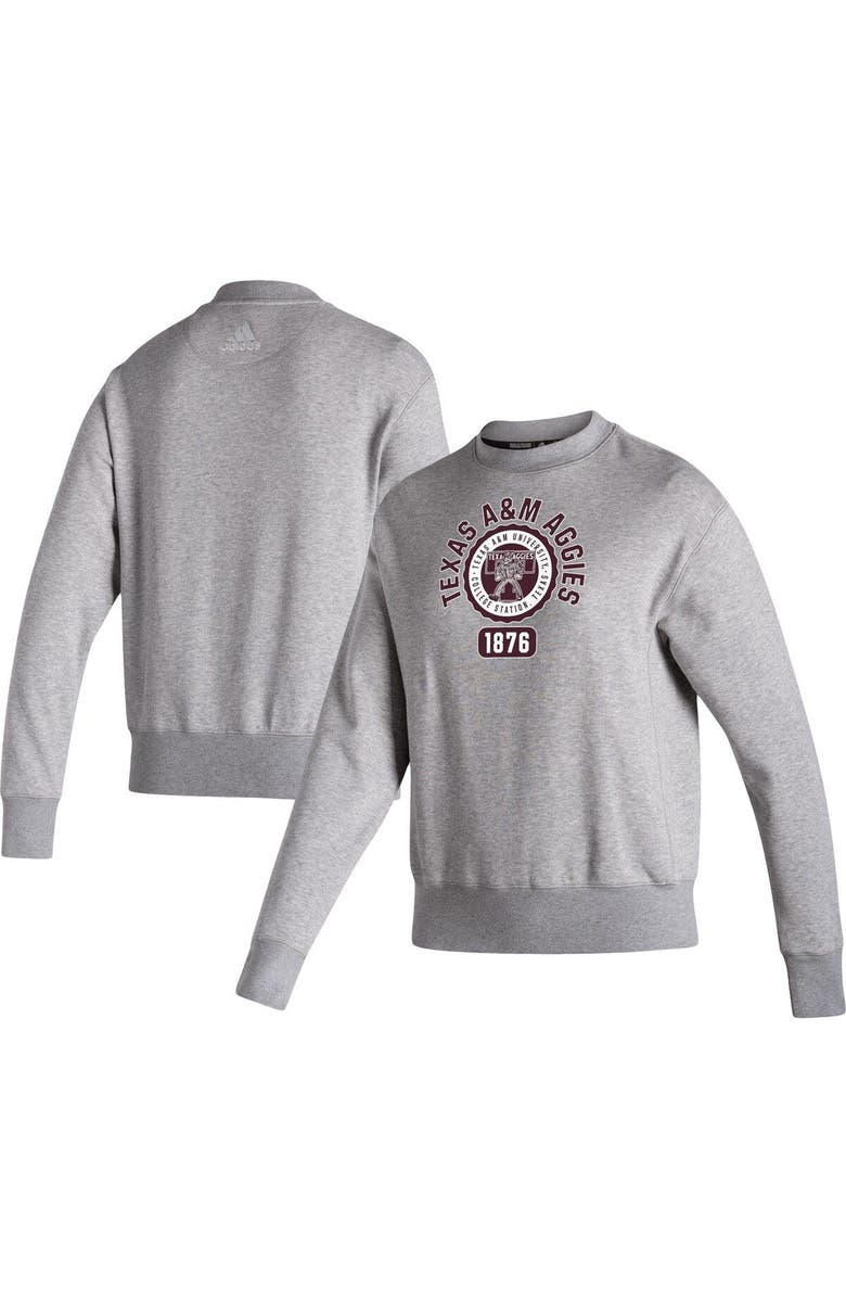 adidas Women's adidas Heathered Gray Texas A&M Aggies Vintage Circle Pullover Sweatshirt, Main, color, Heather Gray
