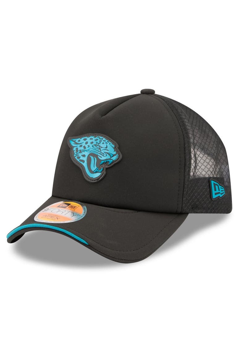 Men's New Era Black Jacksonville Jaguars 2026 Sideline Apex 9FORTY Adjustable Trucker Hat, Main, color, Black
