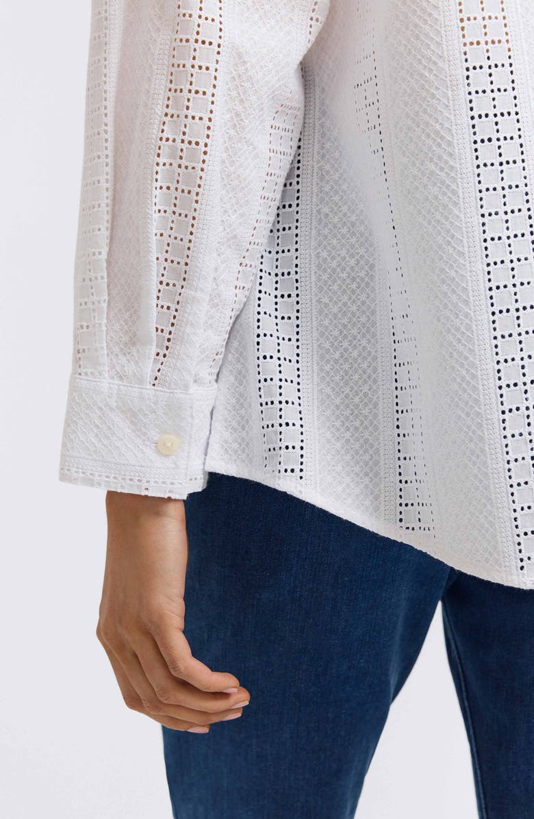 Foxcroft Zoey Mixed Stitch Button-Up Shirt, Alternate, color, White