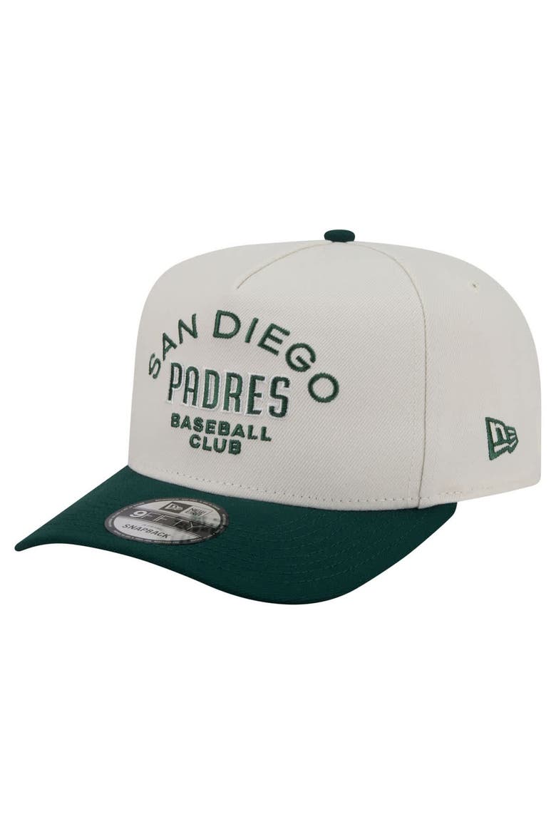Men's New Era  Cream/Dark Green San Diego Padres Chrome A-Frame 9FIFTY Snapback Hat, Main, color, Cream