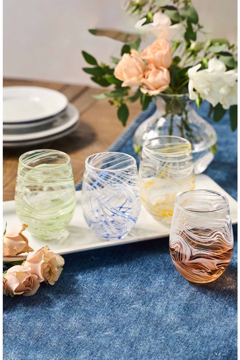 Puro Marbled Stemless Wine Glass, Alternate, color, WHITEWASH