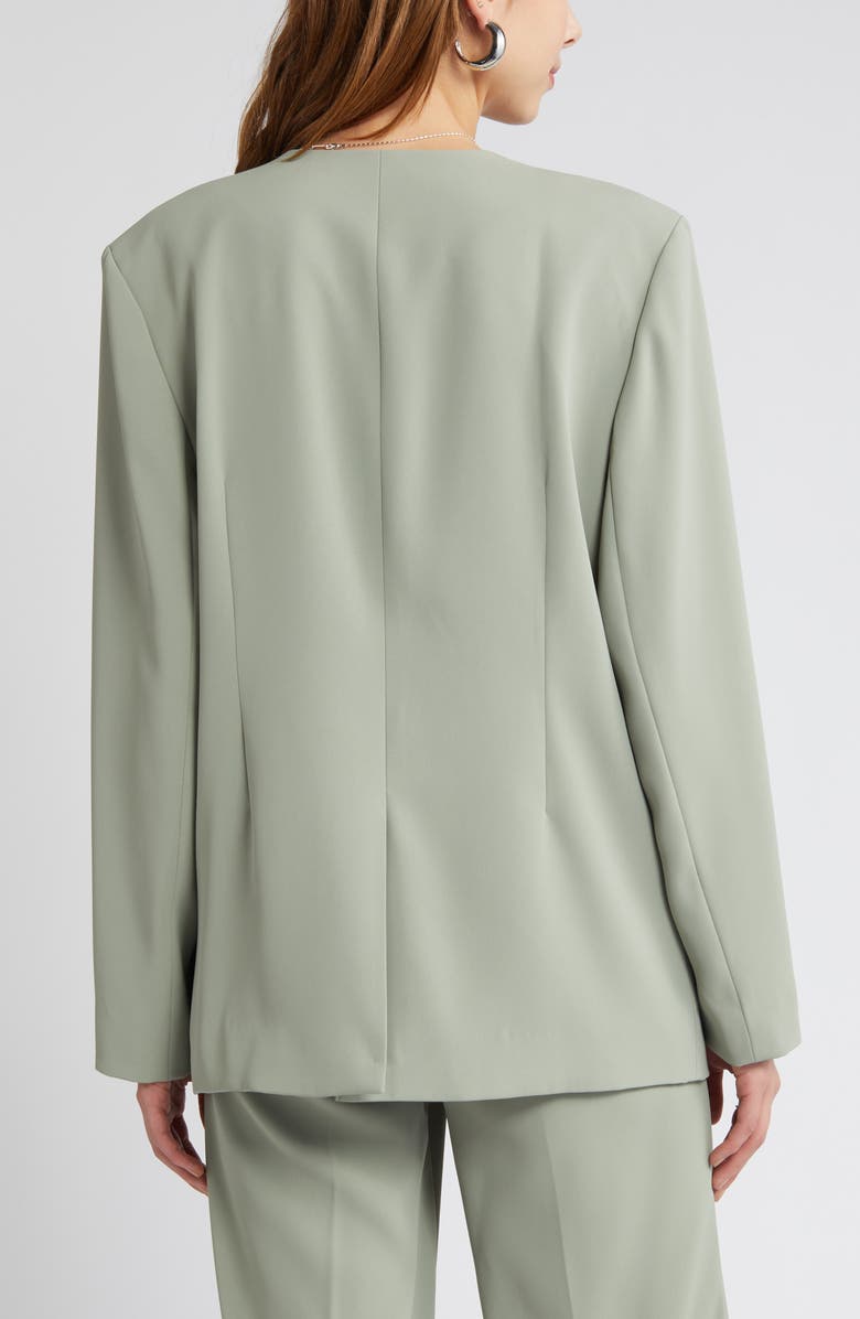 Open Edit Collarless Double Breasted Blazer, Alternate, color, Green Halo