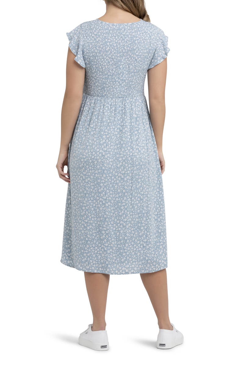 Ripe Maternity Ava Shirred Dress, Alternate, color, Petrol / White