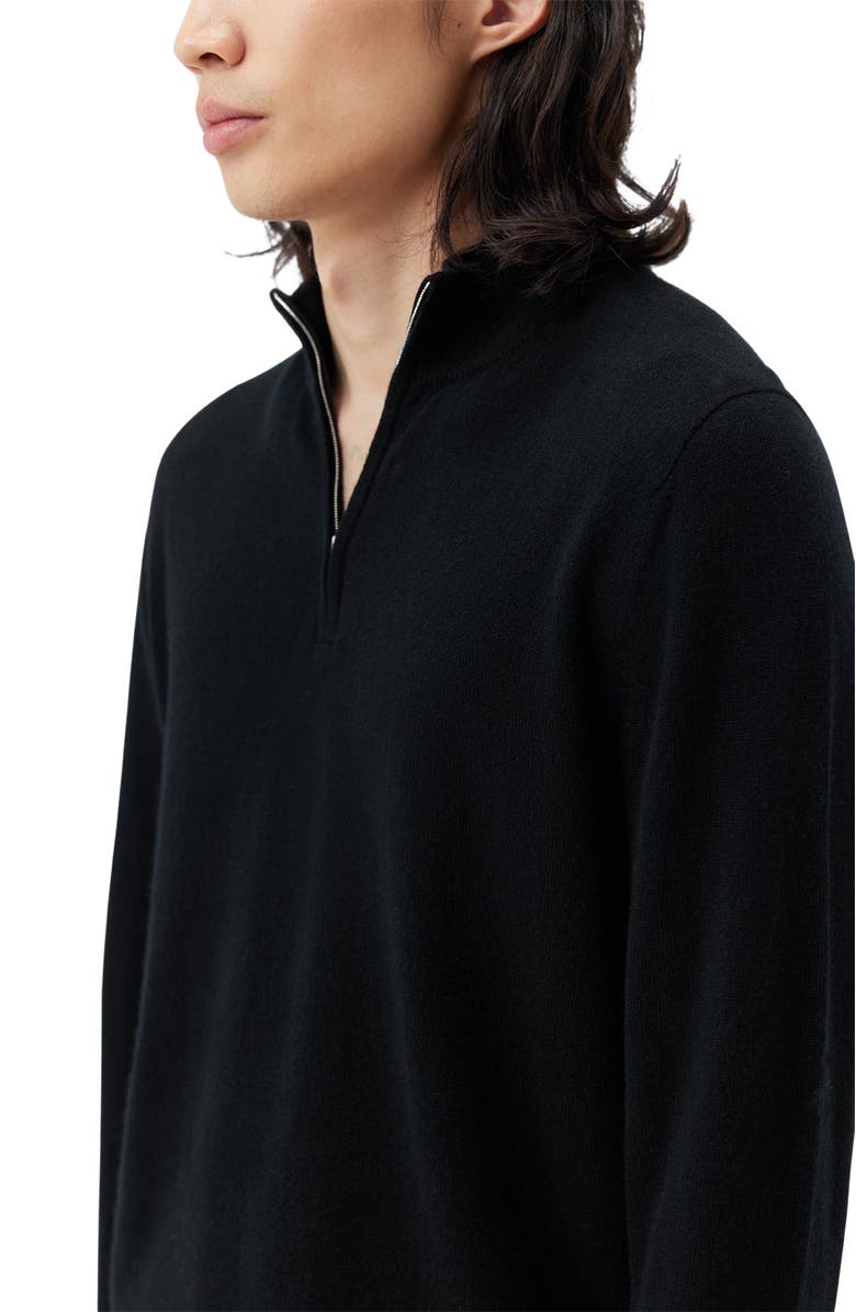 GOBI Mongolian Cashmere Essential Half-Zip Cashmere Sweater, Alternate, color, Black