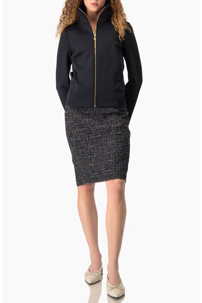 High-Neck Zip Bomber Jacket, Alternate, color, Navy Blue
