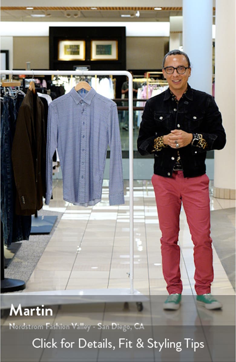 Trim Fit Geo Print Button-Up Shirt, sales video thumbnail