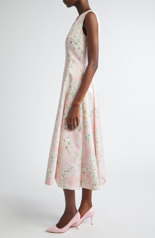 EMILIA WICKSTEAD EMILIA WICKSTEAD FLORAL SATIN A-LINE MIDI DRESS