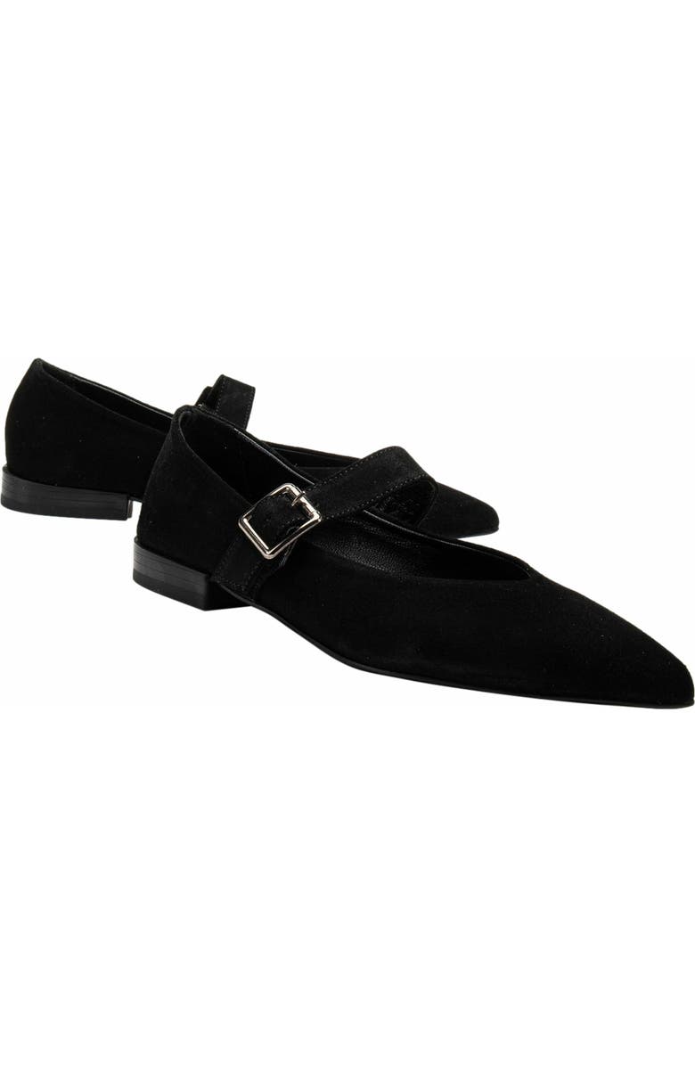 Forever & Always Shoes Willow Leather Mary Jane Flats, Alternate, color, Black Suede Leather