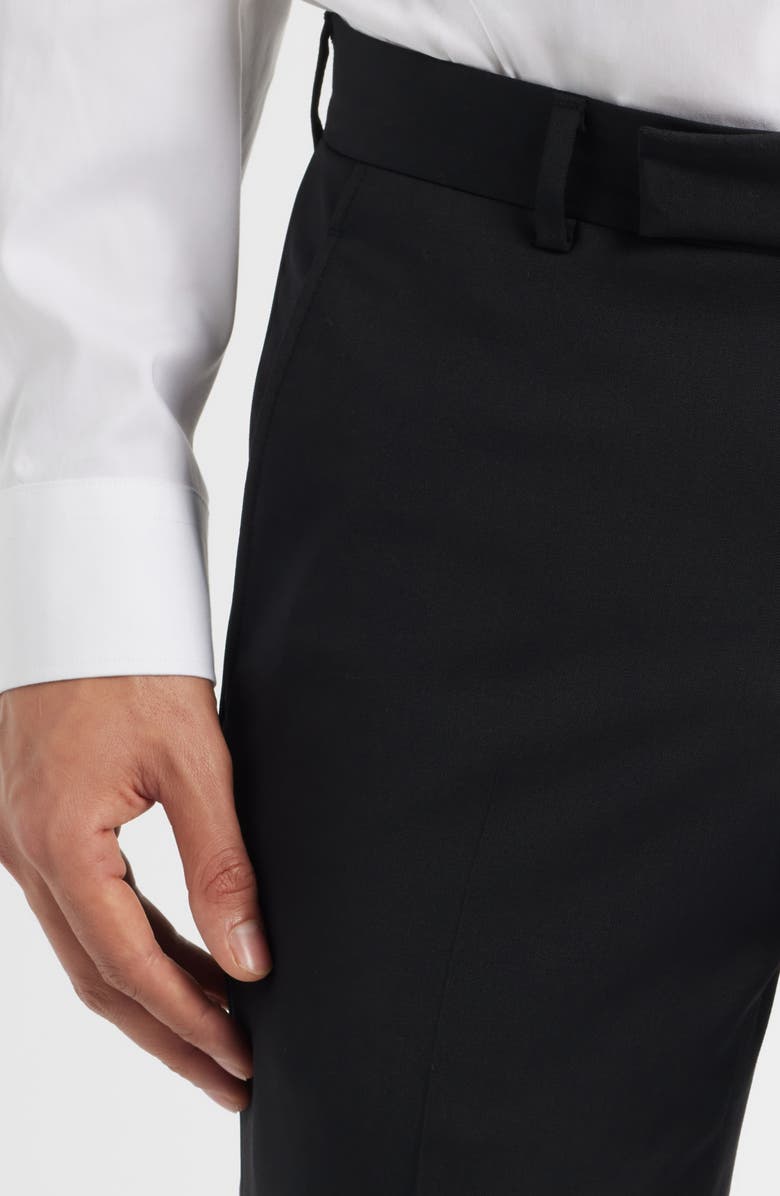 AllSaints Ryder Slim Fit Black Stretch Wool Tuxedo Pants, Alternate, color, Black