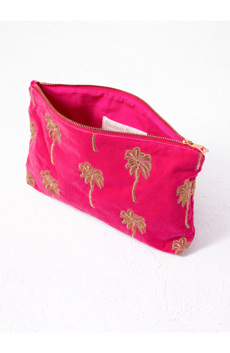 Elizabeth Scarlett Gold Palm Velvet Everyday Pouch, Alternate, color, Pink