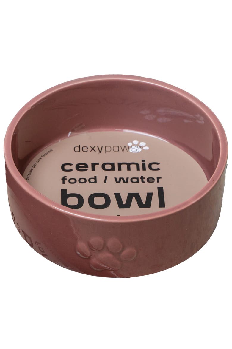 Ceramic Dog Bowl, 26 oz, Pet Feeding Dish, Main, color, Pink