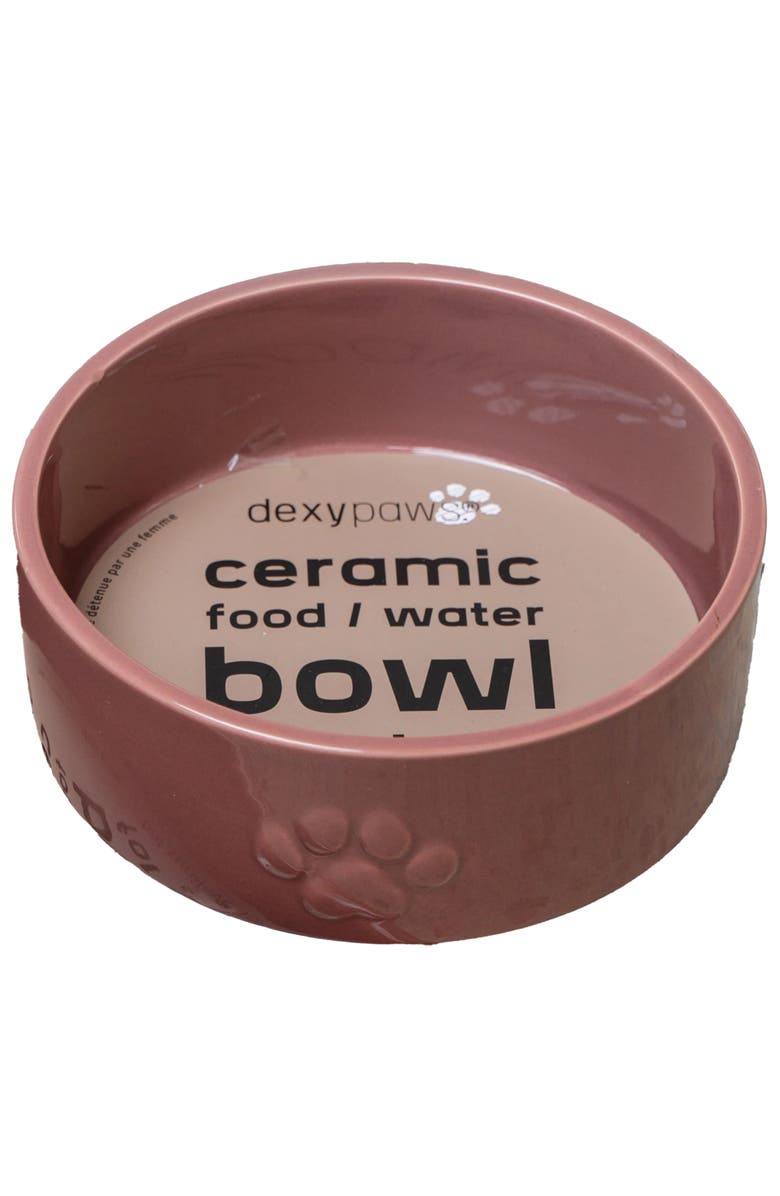 Dexypaws Ceramic Dog Bowl, 26 oz, Pet Feeding Dish, Main, color, Pink