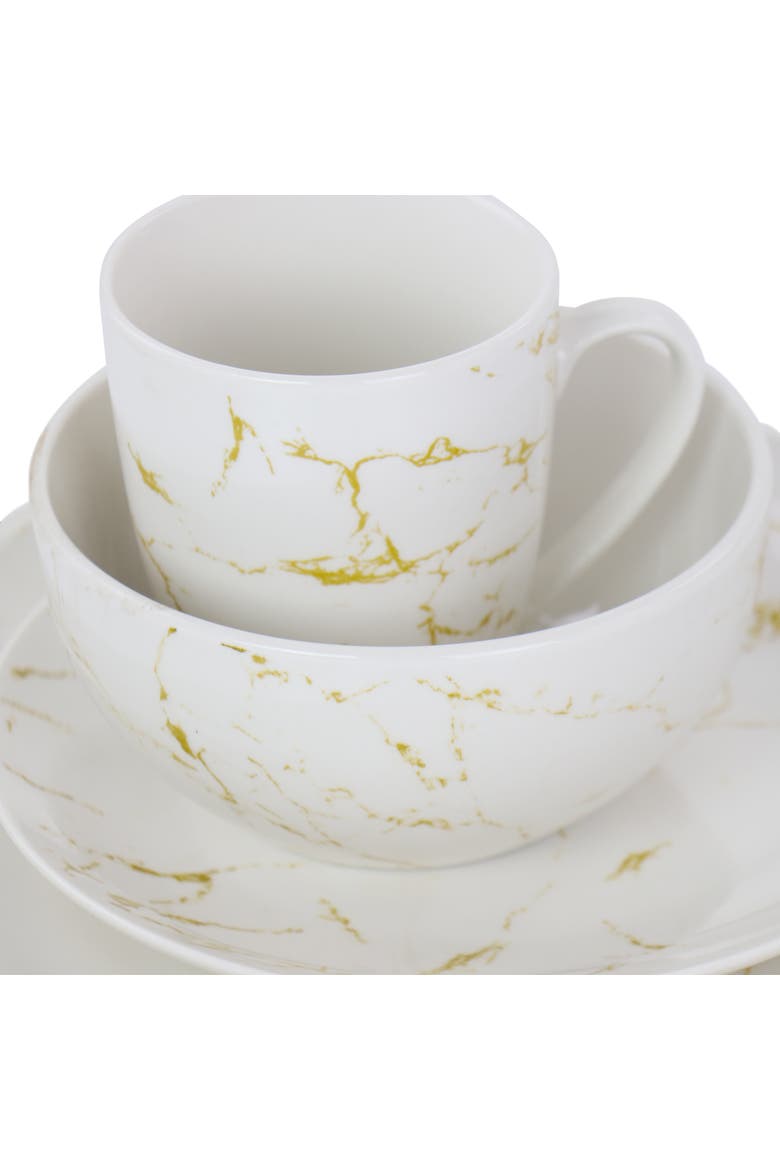 Fine Marble 16 Piece Stoneware Dinnerware Set, Alternate, color, White