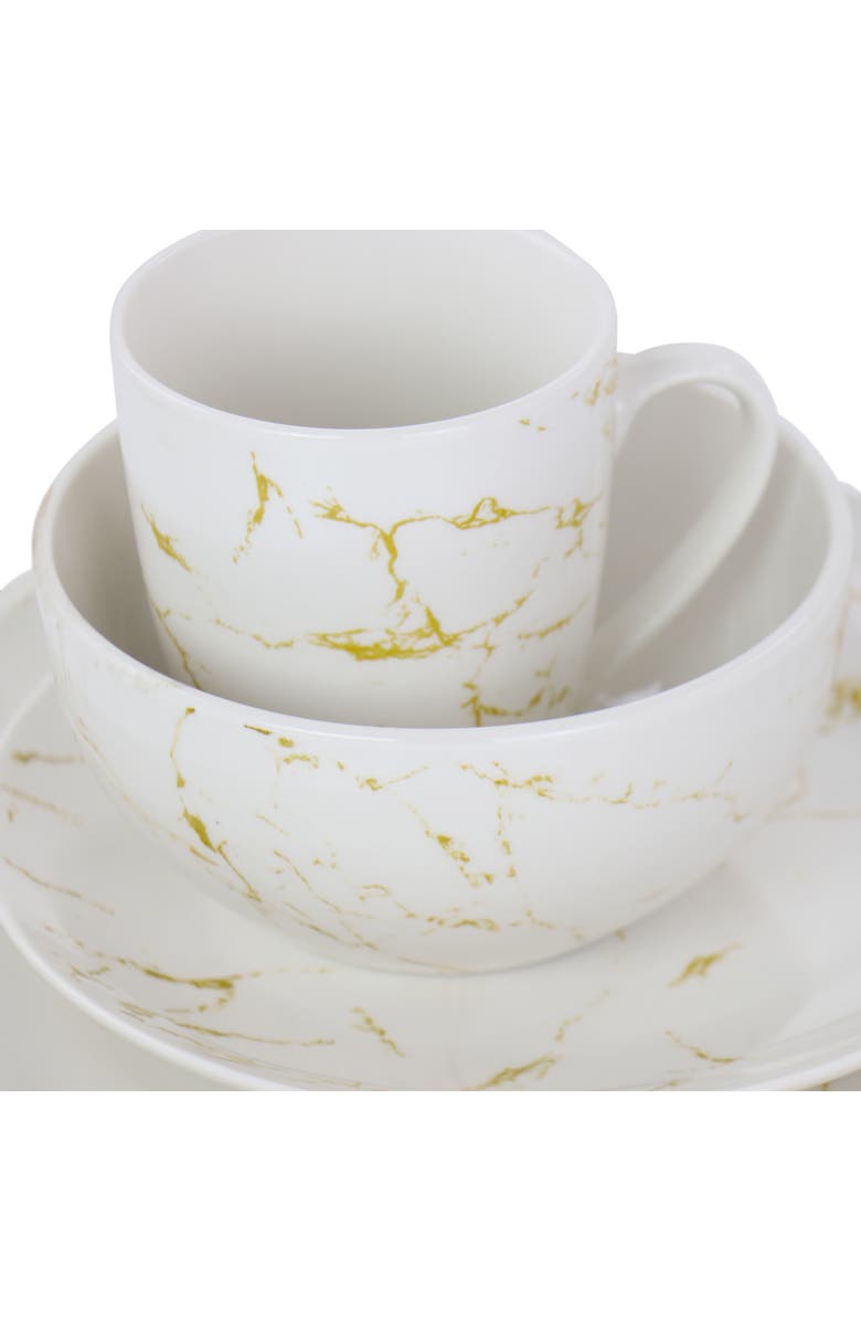 Elama Fine Marble 16 Piece Stoneware Dinnerware Set, Alternate, color, White