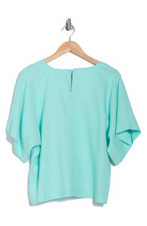 Dkny Boxy Short Sleeve Linen Blend Top In Seafoam
