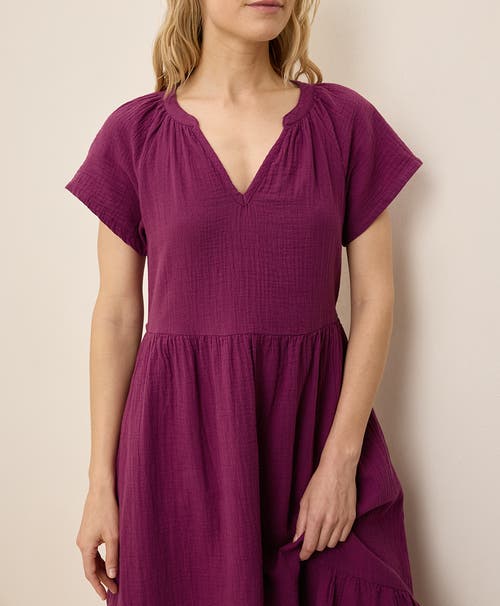 Pact Organic Cotton Coastal Double Gauze Breezy Dress In Red