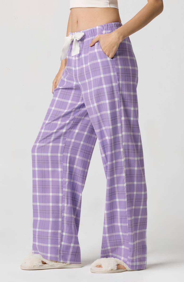 Florence by Mills Cozy Flannel Sleep Pants, Alternate, color, Lavender Plaid