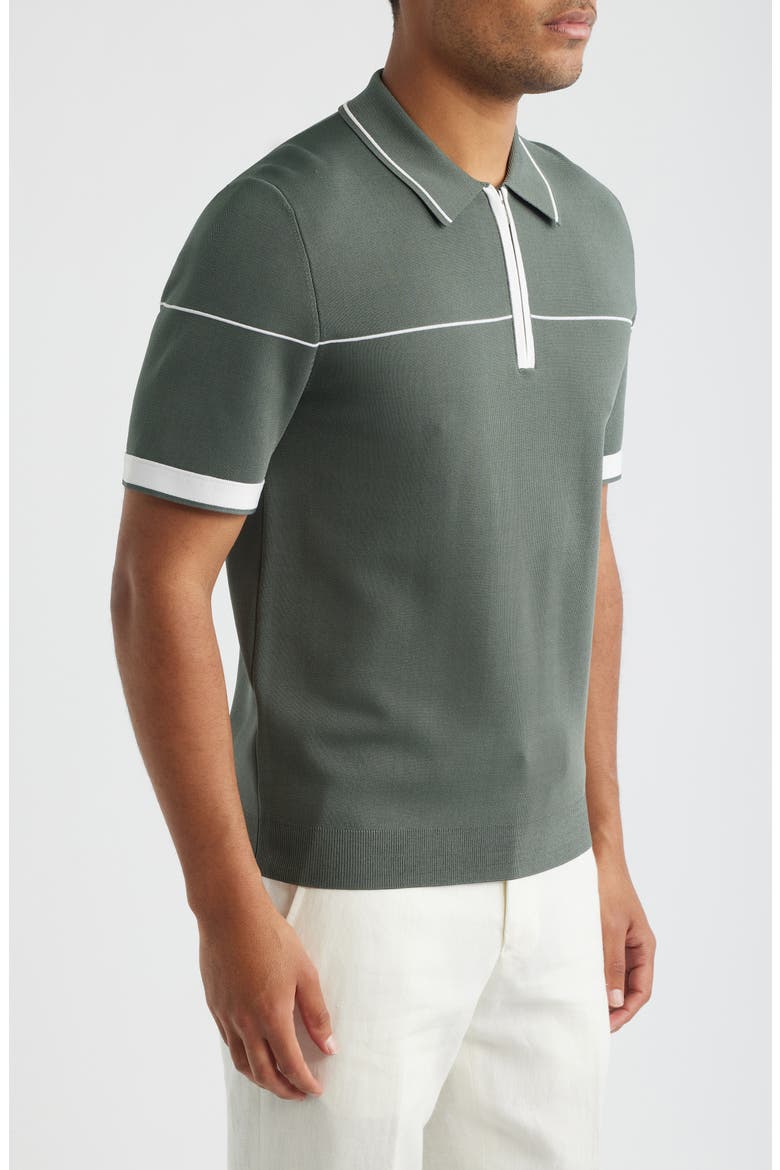 Bradford Tipped Half Zip Polo Sweater, Alternate, color, SAGE GREEN