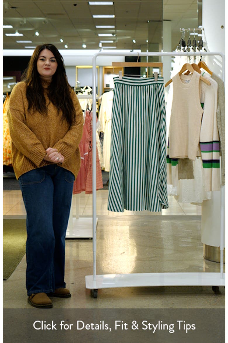 Stripe Cotton Poplin Midi Skirt video