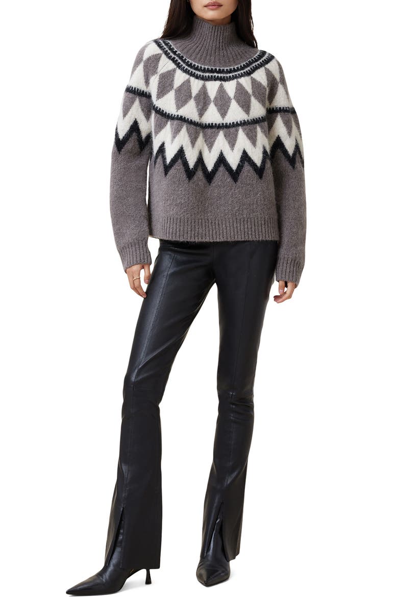 AllSaints Tara Fair Isle Alpaca & Wool Blend Turtleneck Sweater, Alternate, color,