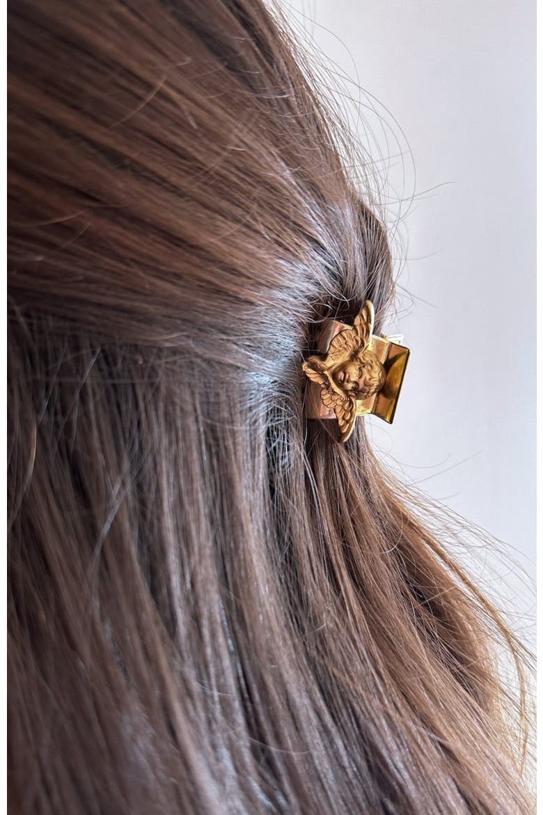 Cherub Claw Clip, Alternate, color, Gold