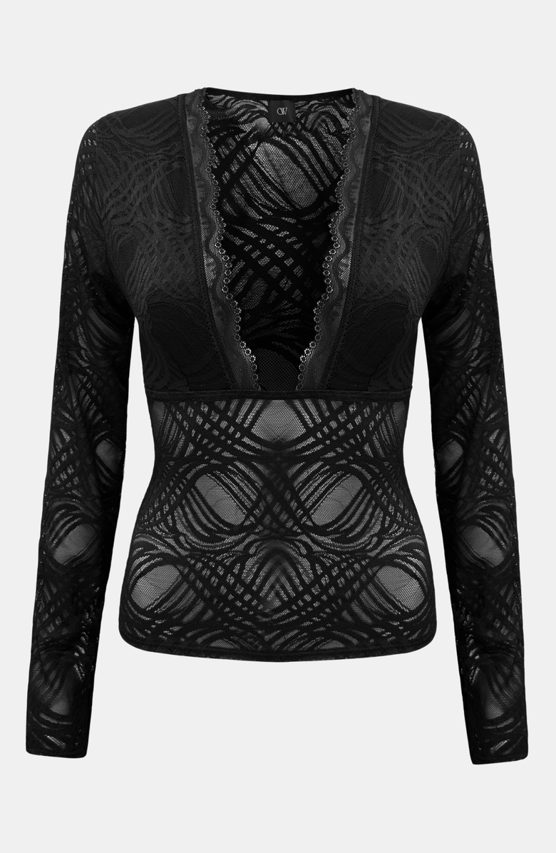 OW Collection LEXI Long Sleeve Top, Alternate, color, Black