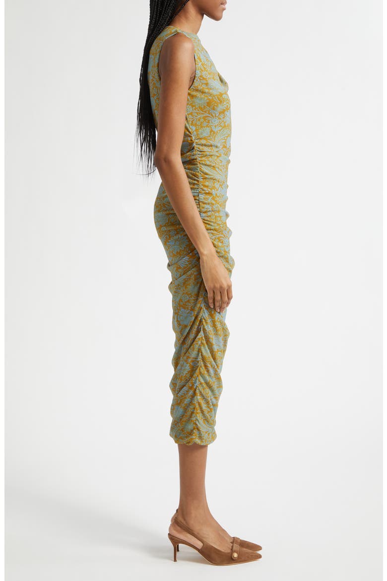 Otessa Floral Print Sleeveless Dress, Alternate, color, DARK GOLDENROD BLUE JAY