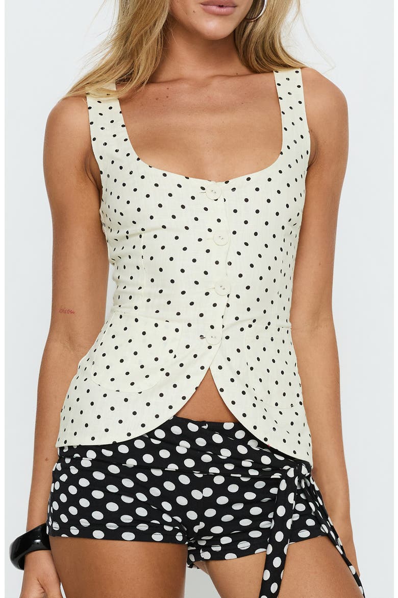 Spirito Polka Dot Vest Top, Main, color, WHITE POLKA