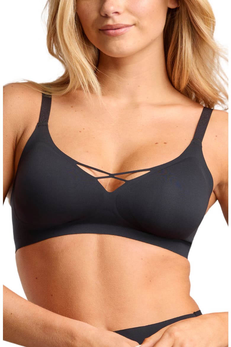 No-Show V-Neck Bra, Main, color, Black