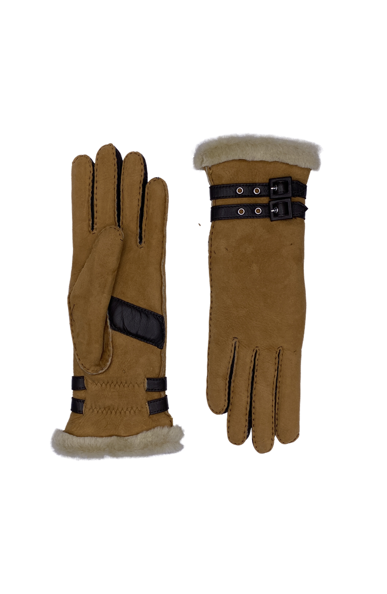 Agnelle Bombera Double Faced Sheepskin Gloves, Main, color, Chestnut