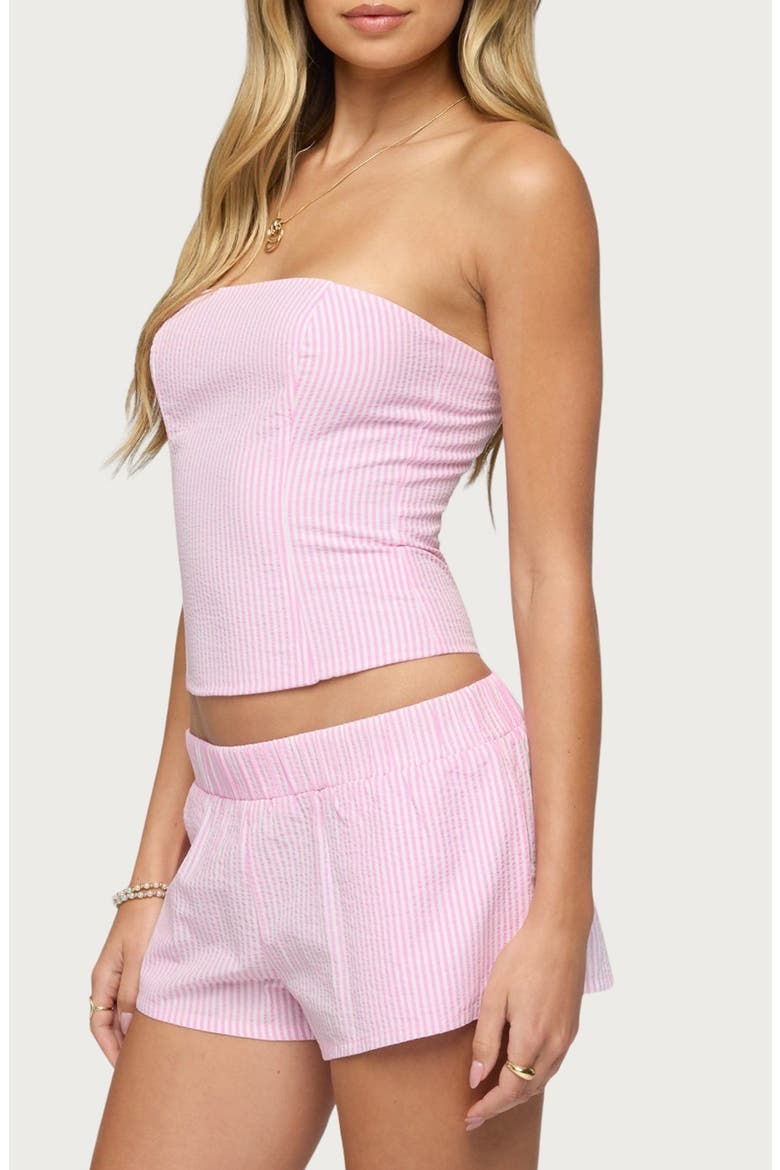 Amaliah Stripe Strapless Corset Top, Alternate, color, PINK