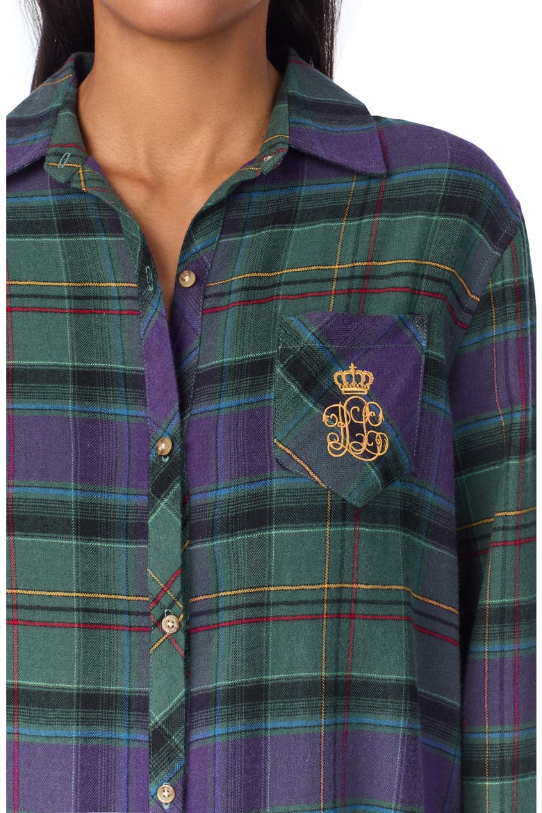 Plaid Cotton Blend Nightgown, Alternate, color, GREEN PLAID
