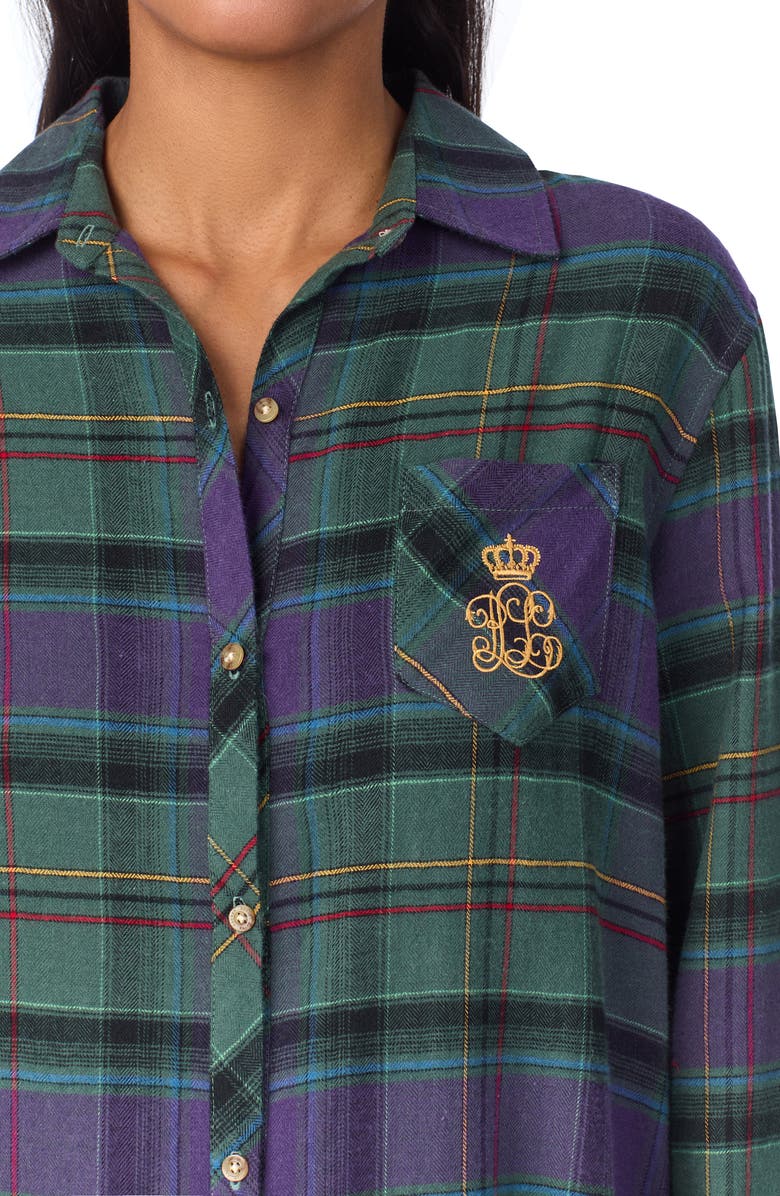 Lauren Ralph Lauren Plaid Cotton Blend Nightgown, Alternate, color, 