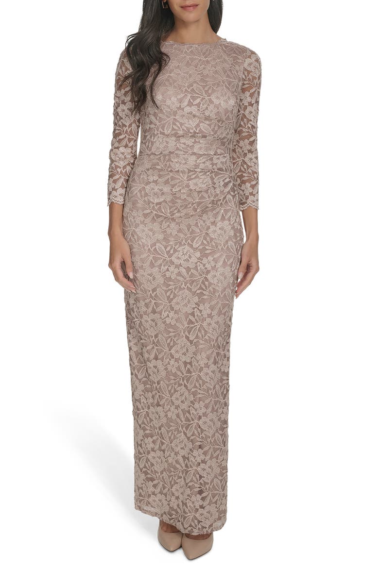 Lace Column Gown, Main, color, CHAMPAGNE
