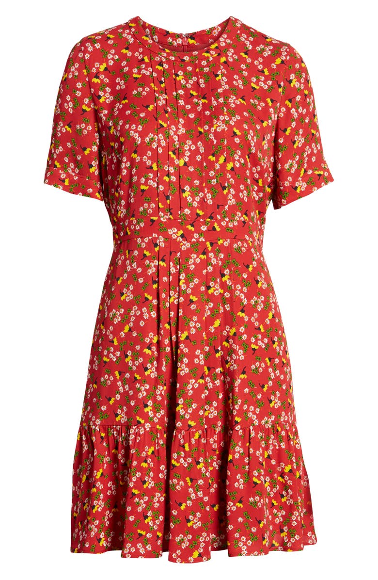 Whistles Peony Print Pleat Dress, Alternate, color, 