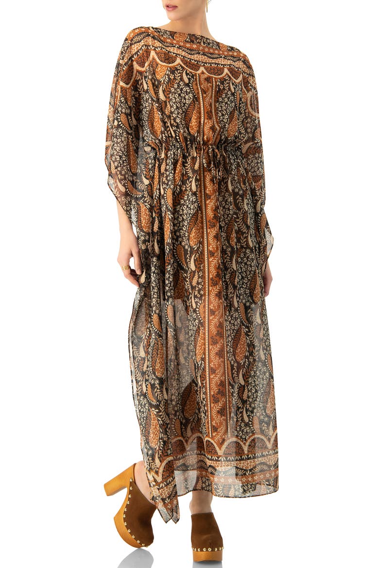 Long Batwing Sleeve Dress, Main, color, Brown