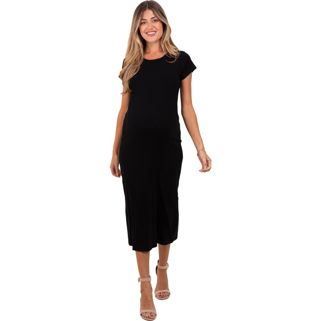 PinkBlush Basic Crewneck Midi Dress in Black  product
