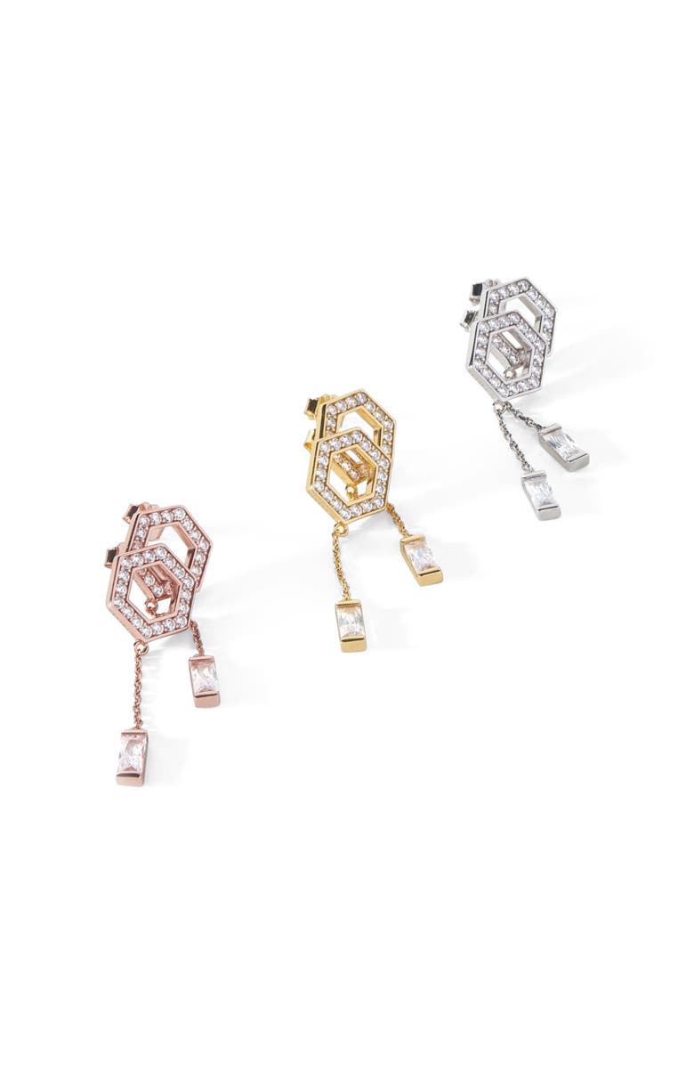 Ora Ana The Tyra Baguette Drop Earrings, Alternate, color, Gold/White  Cz